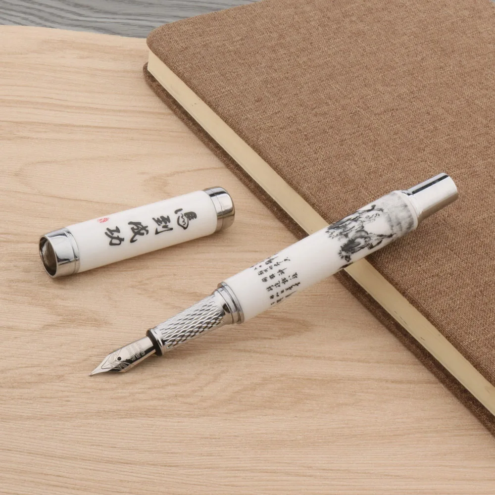 

Синяя белая фарфоровая перьевая ручка Chouxiongluwei