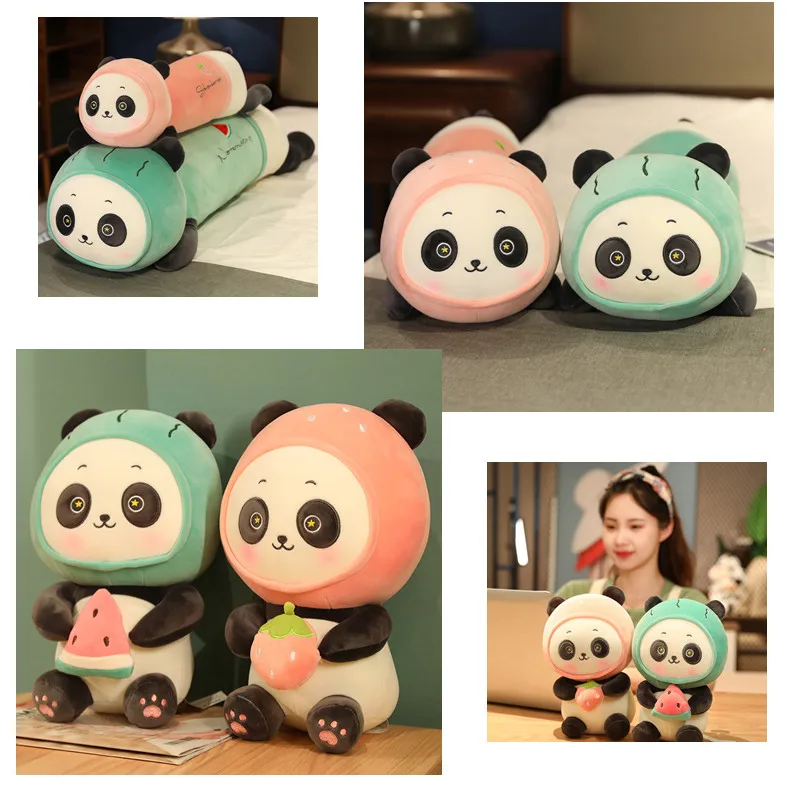 

Kawaii 2 типа фрукты панда Лежащая сидя креативная мягкая плюшевая домашняя фотография подарки для друзей