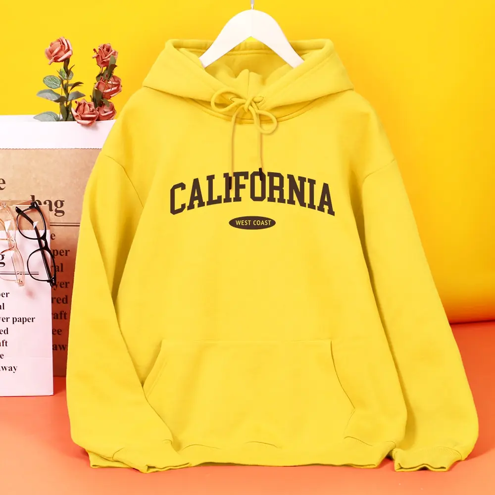 

California West Coast Letter Female Hoody Harajuku M-2XL Daily Streetwear Fashion Quality Hooded Autumn Comfortable Clothing