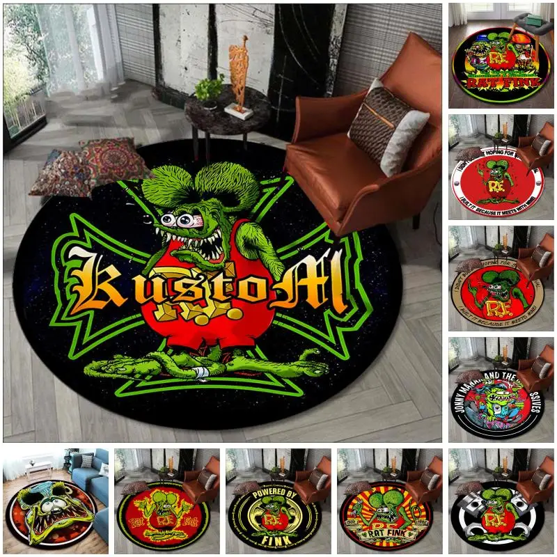 

Rat Fink Rug Retro Round Rug Living Room Decor Mancave Rug Floor Mats Carpets for Bed Room Chair Mat Gifts