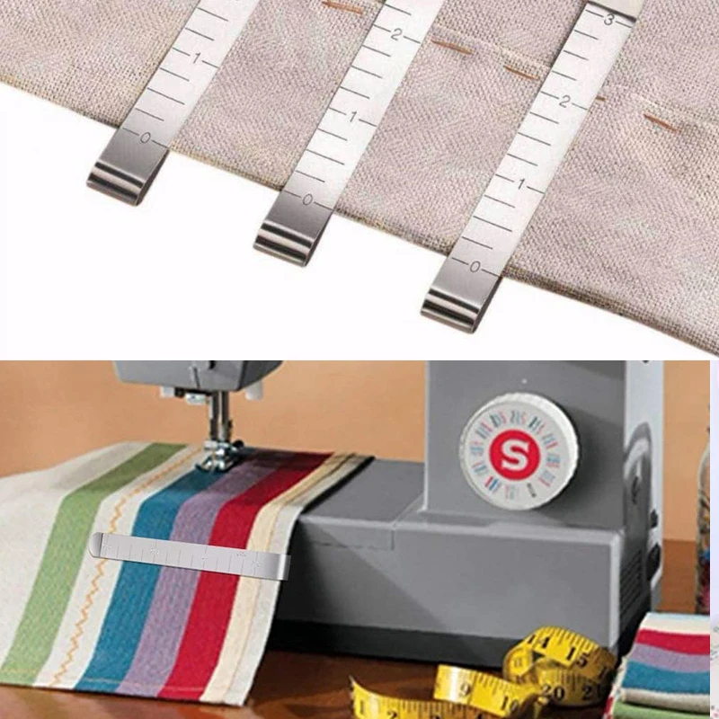 5Pcs Stainless Steel Sewing Clips Hemming Marking Accessories 3 inches Measurement Quilting Ruler Supplies |