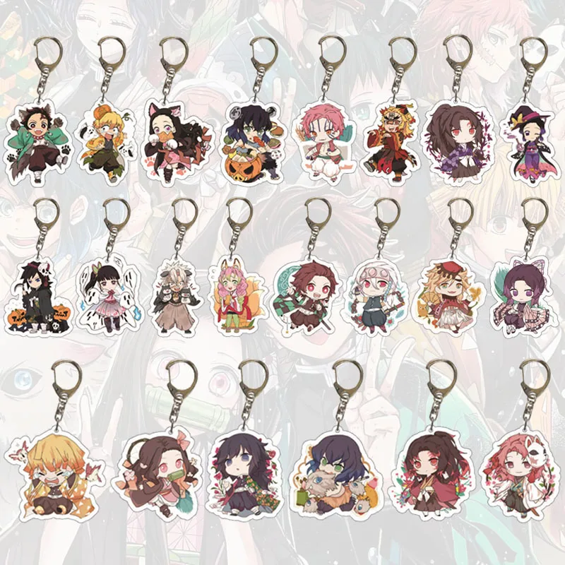 

22Pcs/lot Anime Demon Slayer Acrylic Keychain Cartoon Character Kimetsu No Yaiba Pendant Key Chain Jewelry For Women Bag Charm