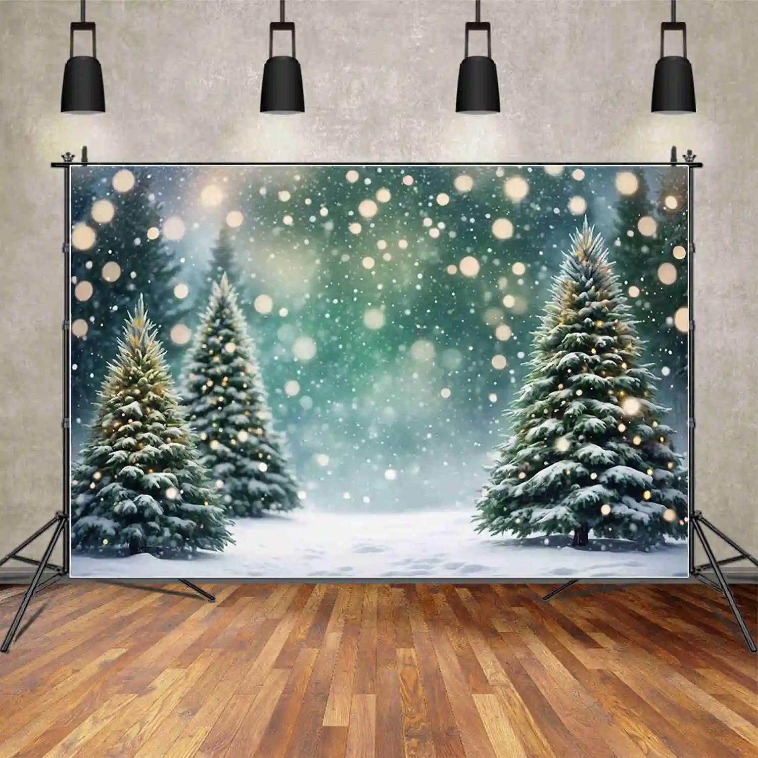 Рождественские Зимние фоны MOON.QG для детей на открытом воздухе снег сосновые