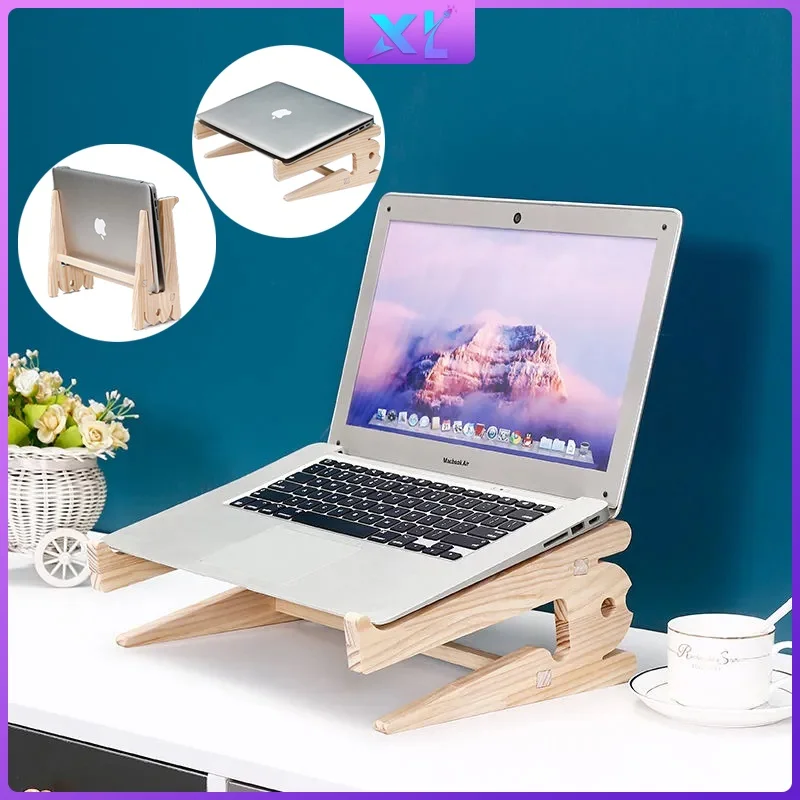 

XLife Wood Laptop Stand Holder 2 in 1 Increased Height Storage Stand Notebook Vertical Base 12-17.6inch for monitor stand