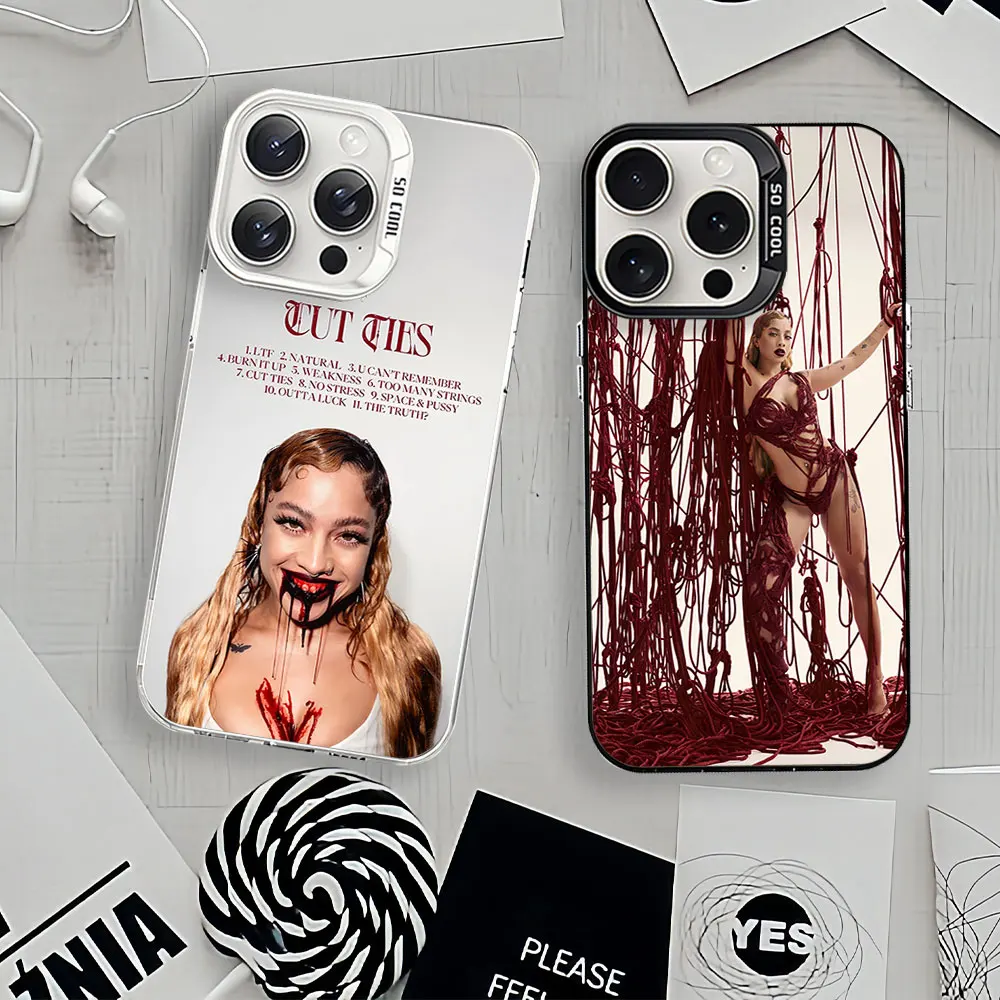 Singer Kiana Ledé Cut Ties For iPhone 11 12 13 14 15 16 Pro Max Plus Black White Shockproof Cover Laser IMD Phone Case