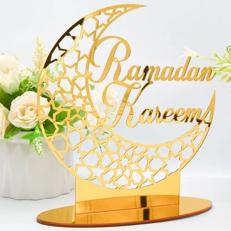 

Рамадан Kareem украшение акриловое украшение для дома Золотая Луна ИД подарки исламский Мубарак украшение Вечерние