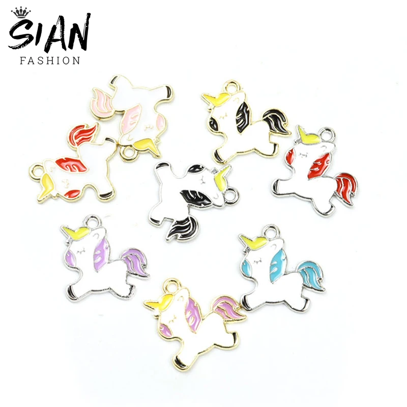 

10pcs/Lot Enamel Animal Lucky Unicorn Charms for Pendant Necklace Keychains Earrings DIY Jewelry Makings Handmade Accessories