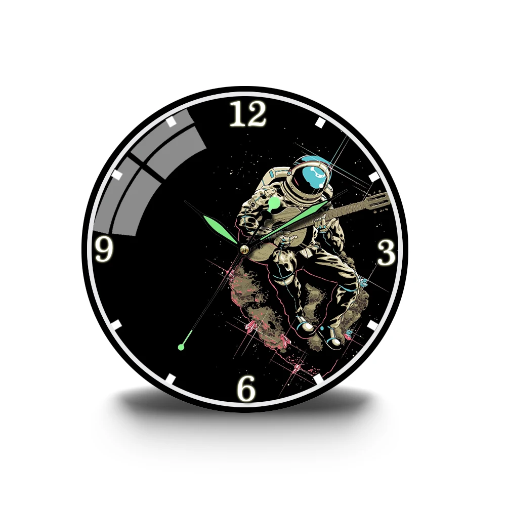 

Astronaut Playing Guitar In Space Acrylic Wall Clock Music Soul Hanging Clocks Watch Rock Band Home Decor Gift for Singer Idol
