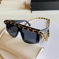 fashion womens sunglasses in high quality acetate ladys big frame sun glasses black with chain case box cleaning cloth