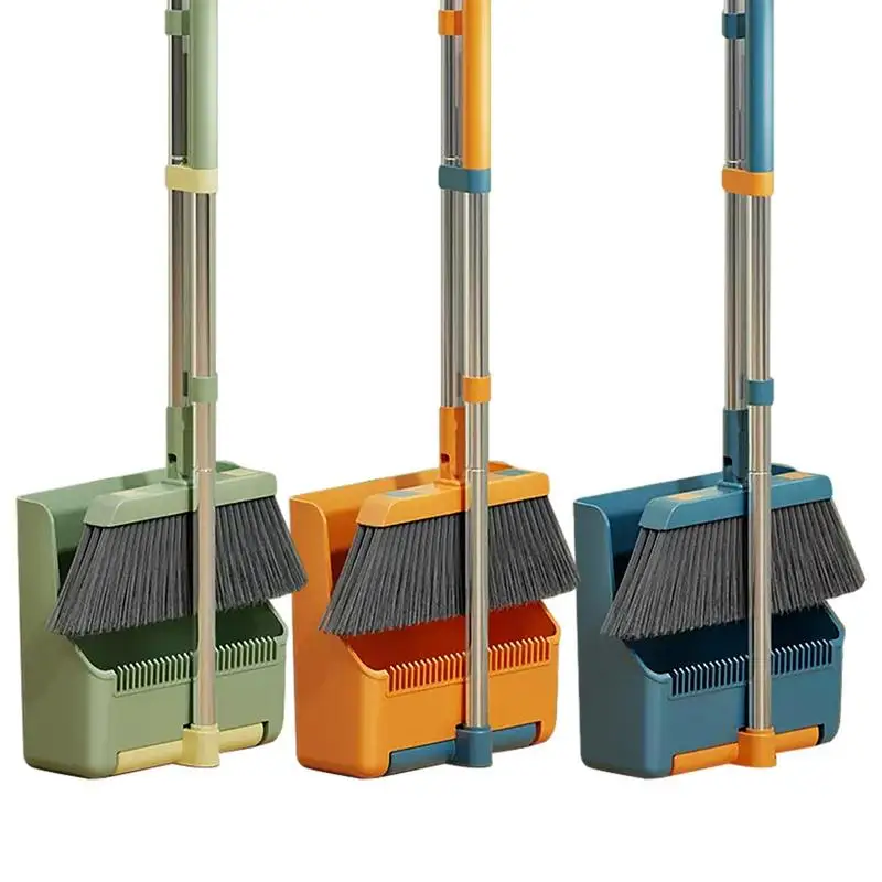 

Broom And Scoop Set 2Pcs Long Handled Dustpan And Broom Set Rotatable 180 Degree Standing Dustpan And Brush Floor Cleaning Tool