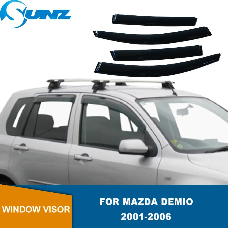 

Side Window Deflectors For Mazda Demio 2001 2002 2003 2004 2005 2006 Black Window Visor Sun Rain Guards 4pcs Car Stylings SUNZ