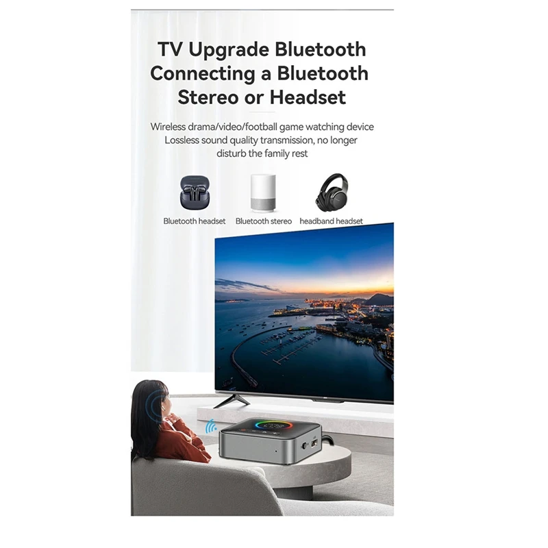 3-In-1 Bluetooth 5.4 Transmitter Receiver FM Modulator 3.5MM AUX Type-C Multi-Point Interface Hifi Music