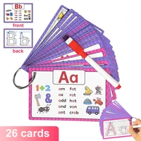 26 alphabet phonics cvc words learn flash cards abc letter with the reasable pen writing practice educational toys for children