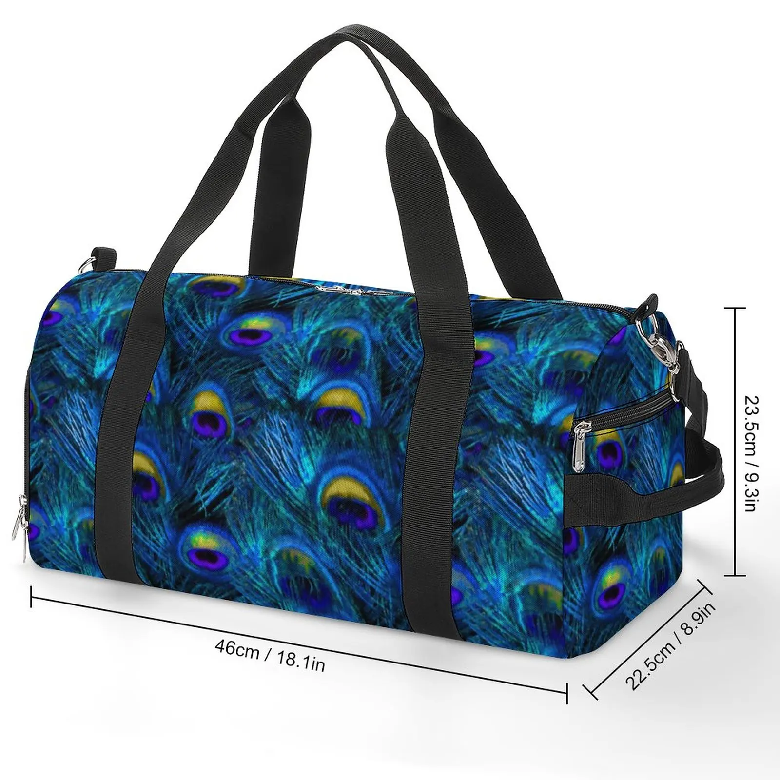 Peacock Feather Sports Bags Animal Print Shoes Gym Bag Travel Fitness Handbag For Men
