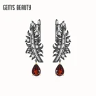 Серьги женские из серебра 925 пробы с перьями