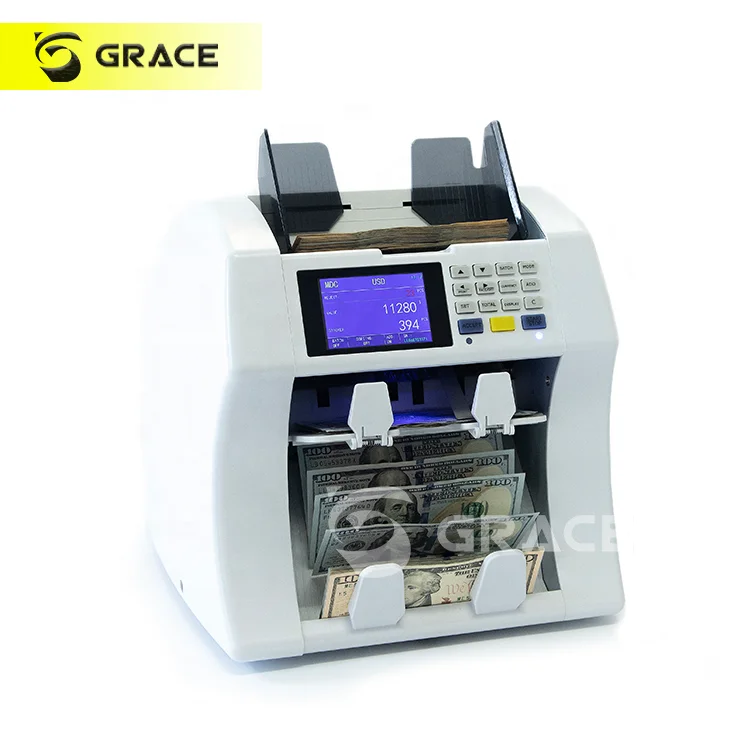 

USD EUR GBP RUR CHF Bank note professional two pocket bill banknote sorter money counter and cash currency sorter