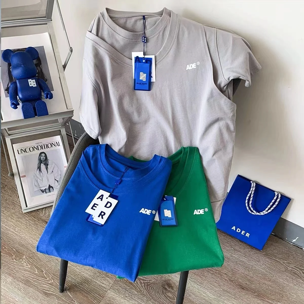 

ADER ERROR summer Korean high-quality new double-neck T-shirt men and couples loose casual short-sleeved cotton tops women