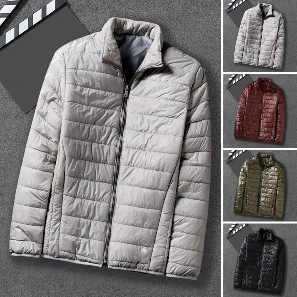 

Повседневное хлопковое пальто, ветрозащитное мужское зимнее хлопковое пальто с воротником-стойкой и мягкими карманами, мягкая куртка на молнии для защиты шеи