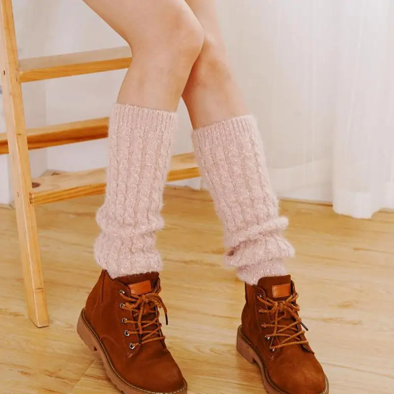 Dot Yarn Twist Short Tube Socks Pile Socks Cashmere Wool Knitted Boots Socks Loose Leg Protection Fall/winter Women