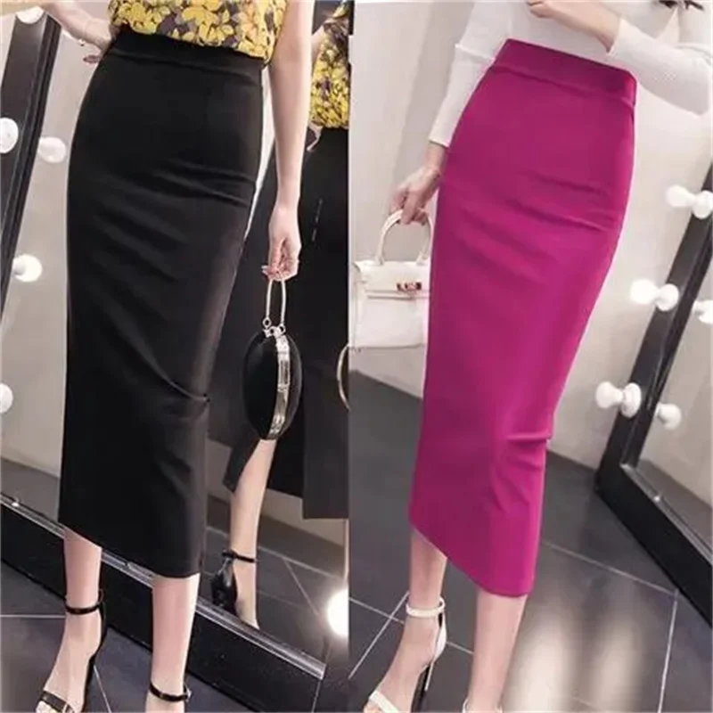 

2022 Spring Fashion Bag Hip Skirt Slim Fit And Thin Temperament Split One Step Skirt High Waist Half Body Long Skirt Women M660