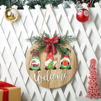 christmas decorations for home 2022 wreath wooden doorplate christmas faceless doll welcome door hanging aesthetic room decor