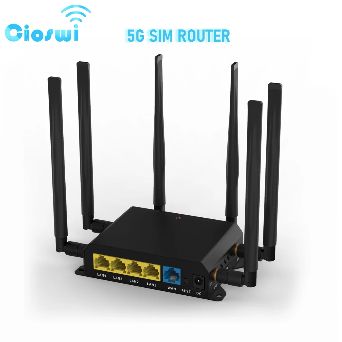 Cioswi 4G 5G Lte Router Home WiFi SIM Card M.2 2.4GHz 300Mbps Openwrt 4*1000Mbps LAN WAN 6 External Antenna Internet Roteador