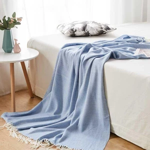 DIMI Sofa Coverlet Siesta Office Decorative Bedding Hand Knitting Throw Blanket Wave Herringbone Fringed Pendant Blankets Cozy