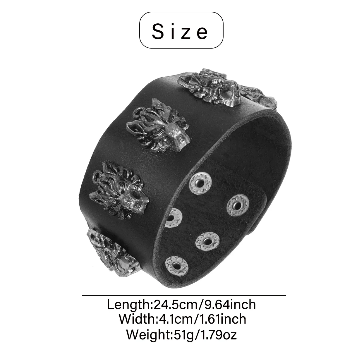 Мужской классический кожаный браслет в форме животного