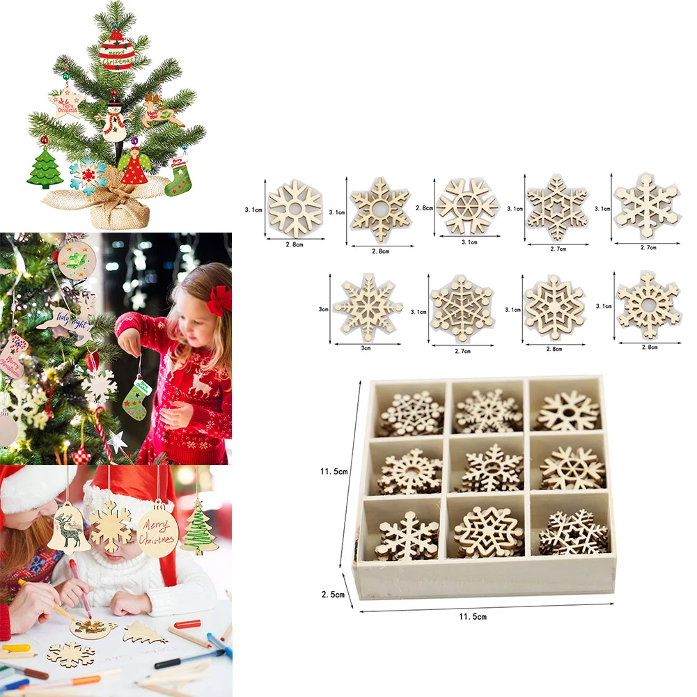 

DIY Christmas Wooden Ornaments Ornaments With ropes Xmas Christmas Decor Gift Hanging Slices Snowflakes Shapes