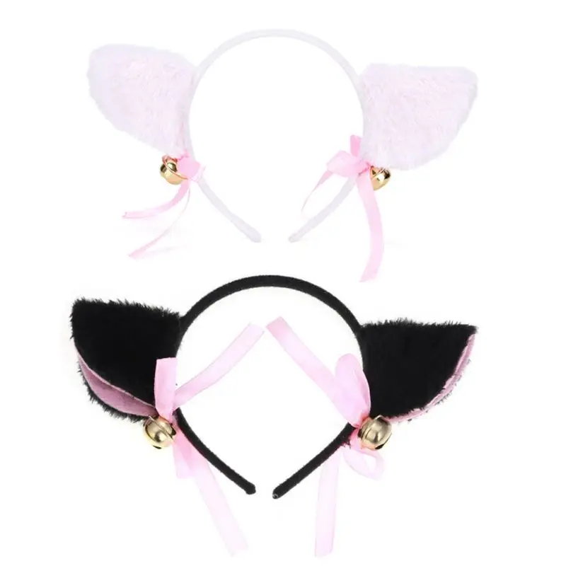 

Повязка на голову с милыми пушистыми лисьими ушками и бантом