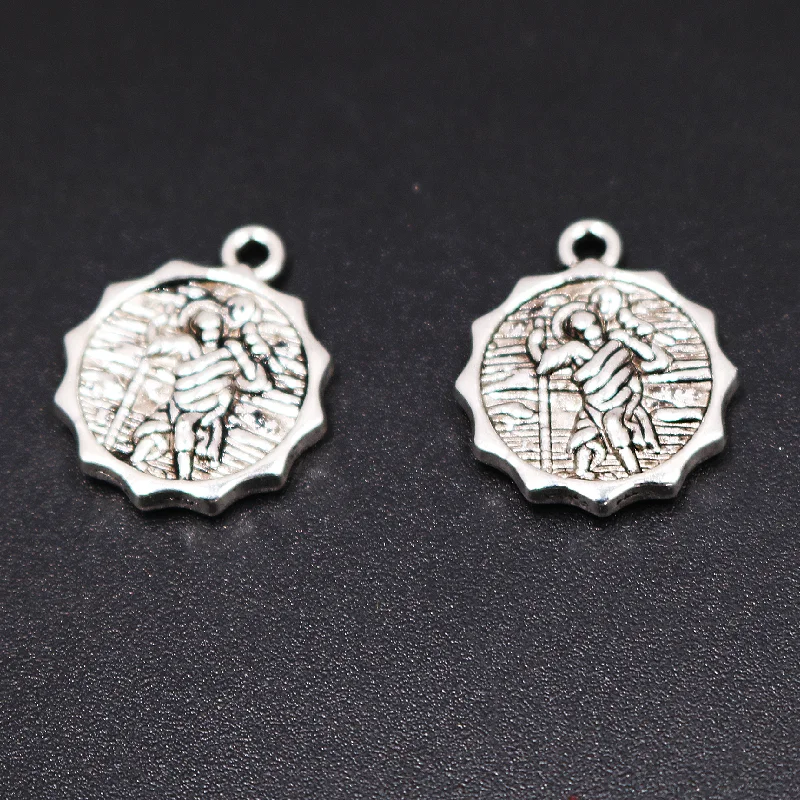 

15pcs Silver Plated Christian Benedict of NursiaTag Alloy Pendant DIY Charm Jewelry Crafts Metal Accessories 18*15mm P1357
