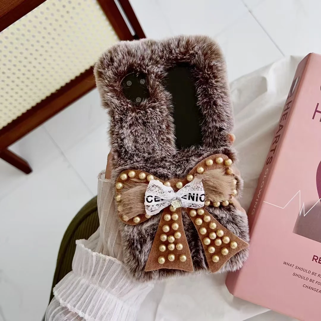 Уникальный Модный милый мягкий флип-чехол для телефона с жемчужным бантом Oppo Find N2