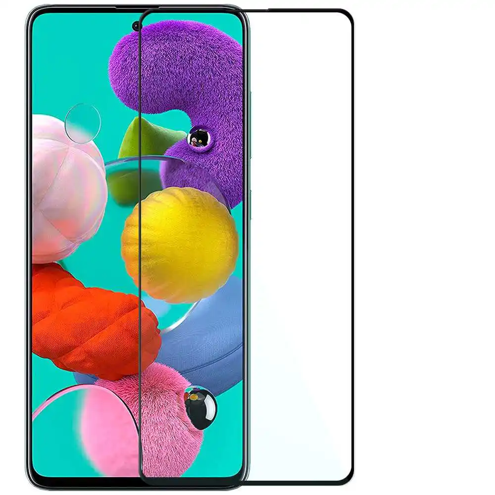 

Закаленное стекло с черной рамкой, совместимое с Samsung Galaxy A51 5G Flat 9D 9H, защита экрана, Противоударная передняя крышка