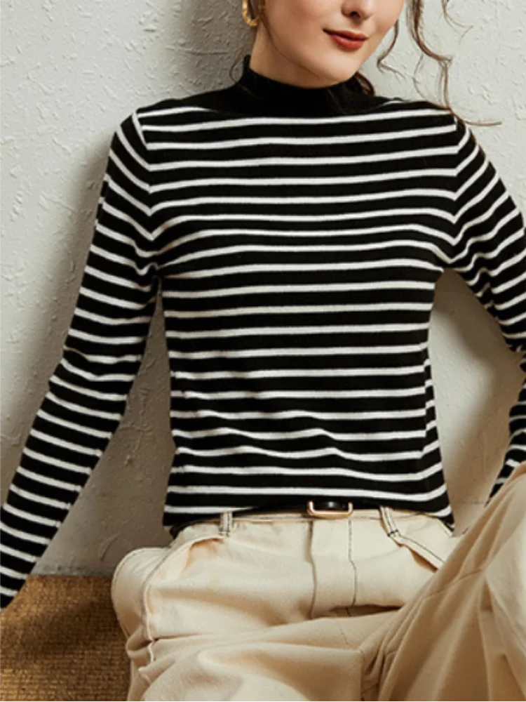 

Casual Knitted Pullovers Stand Collar Slim Stretch Thin Female Cozy Sweater 2022 Autumn Women Fashion Casual Warm Outfit