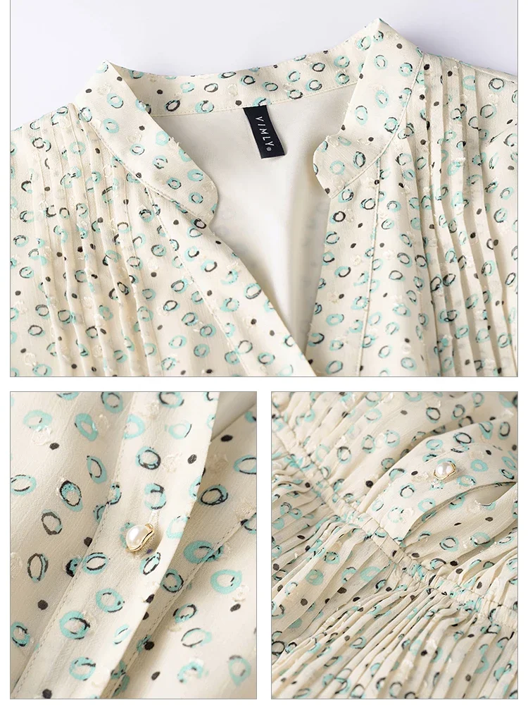 VIMLY весеннее шифоновое платье-миди с принтом для женщин 2024 винтажные модные