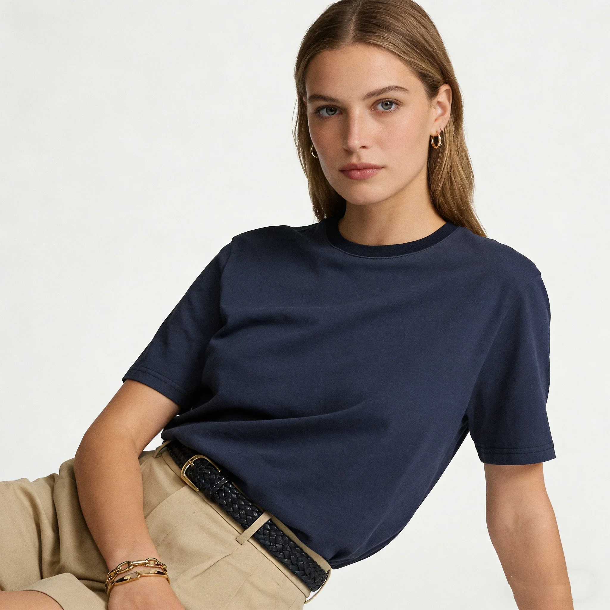 Фото Женская одежда Polo, мужские футболки, топы для женщин, вышитые футболки с круглым вырезом, универсальные повседневные рубашки в стиле кэжуал для пар. №5