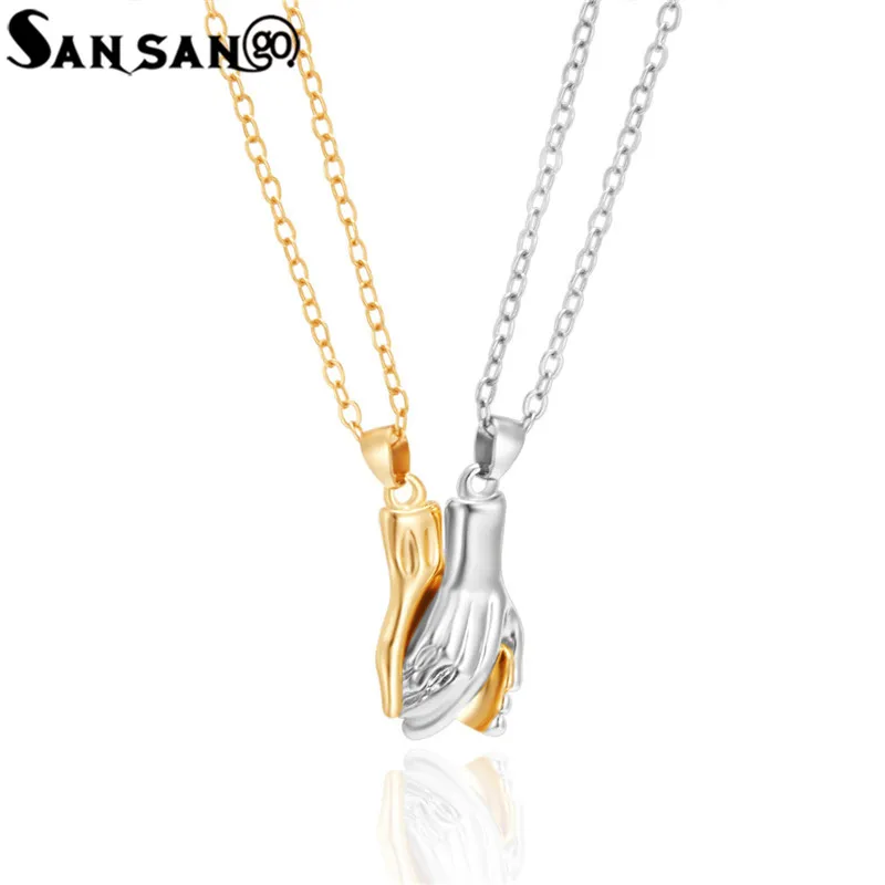 

2pcs/set Hand in Hand Pendant Necklace For Women Men Magnet Attracts Couple Necklaces Lover Jewelry Gifts