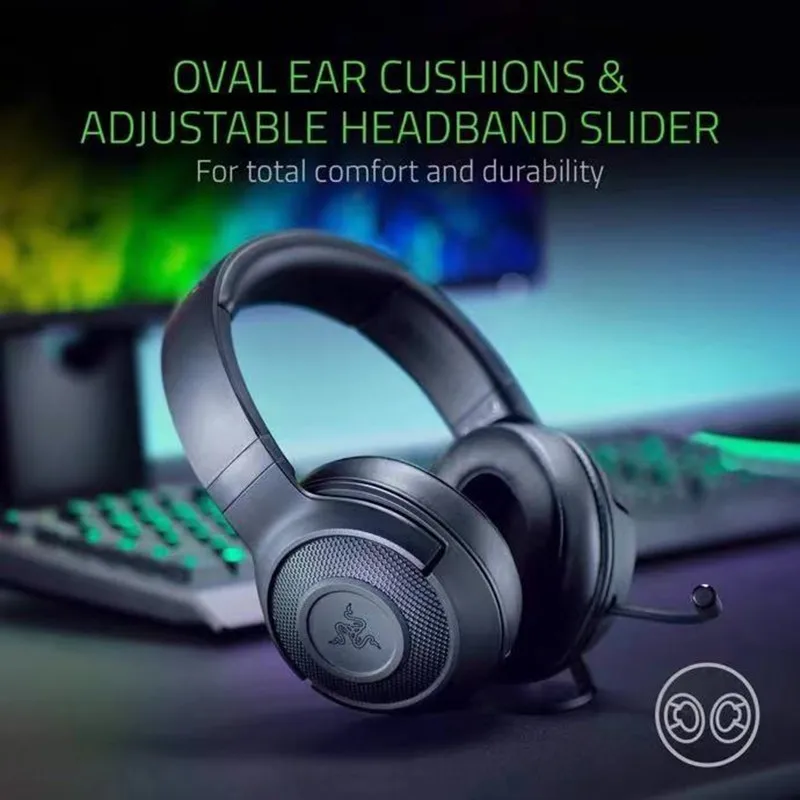 

Wired Headphones for Razer Kraken X Essential Wired Gaming Headset Earphone 7.1 Surround Sound 3.5mm Bendable Microphone