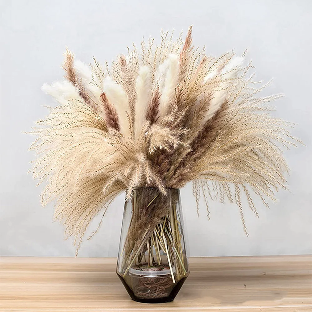 

15PCS Natural Reed Dried Flowers Pampa Grass Bouquet Wedding Phragmites Dried Flower Bunch Natural Plant Ramadan Home Decoration