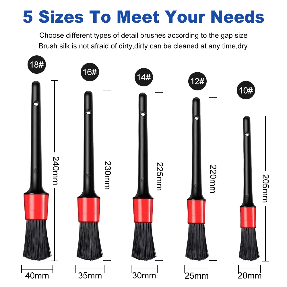 

5pcs Detailing Brush Set Car Brushes Car Detailing Brush For Car Cleaning Detailing Brush Dashboard Air Outlet Wheel Brush