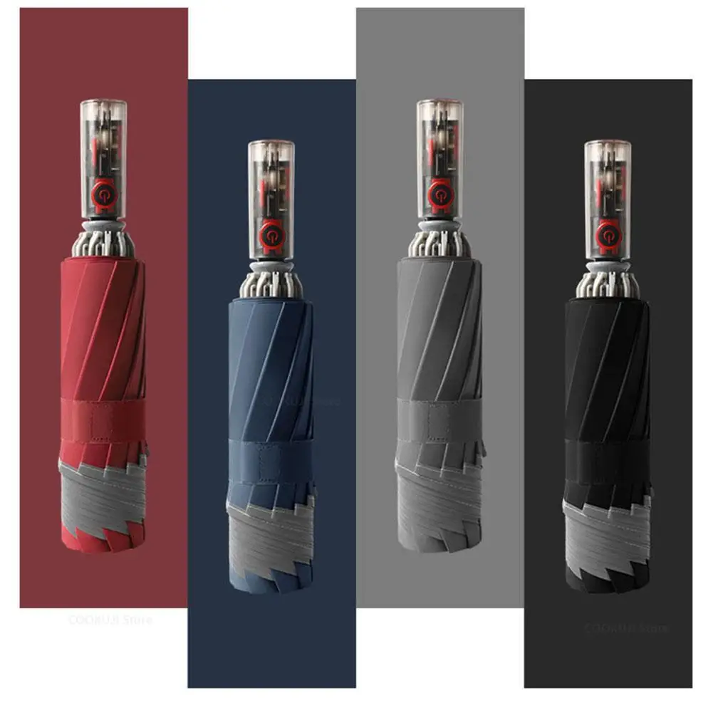 

Механический автоматический зонт заднего вида с 10 ребрами, три складных антибликовых складных мужских деловых зонта