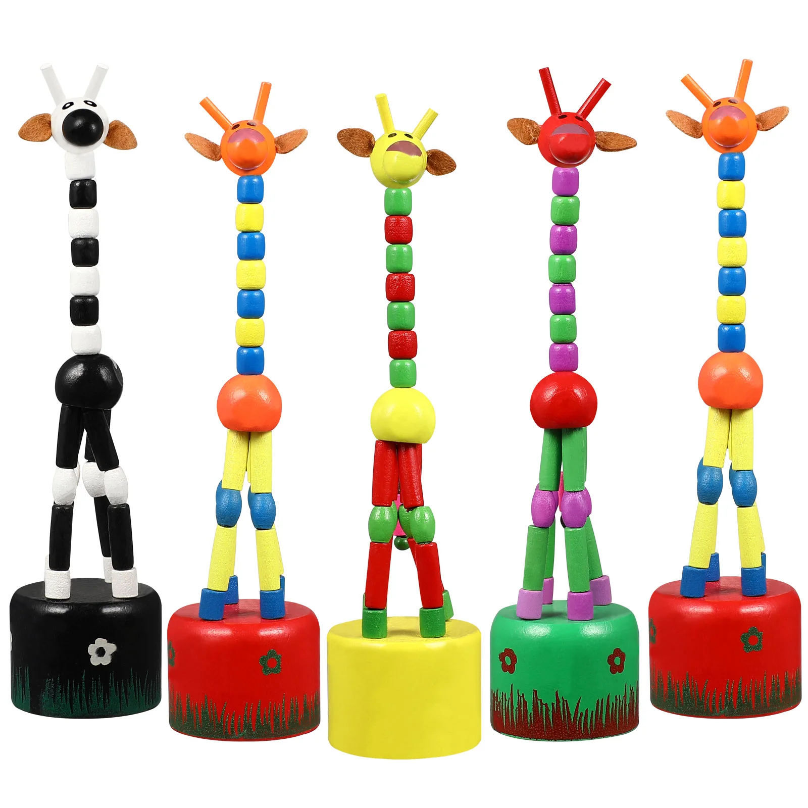 

Giraffe Puppets Wooden Finger Push Toys Puppet Dancing Up Animal Kids Figurine Fidget Thumb Party Swing Rocking Favors Hand