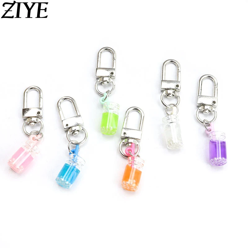

Colorful Resin Pearl Milk Tea Charms Keychain Bubble Tea Fruit Juice Cup Wireless Headphone Case Pendants Keyrings Jewelry Gifts