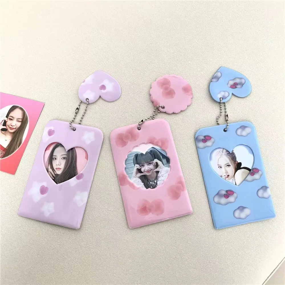 

Kawaii Star clouds Kpop Idol Photocards Photo Sleeve Key Chain Pendant Card Holder With Chain Waterproof Case Storage card