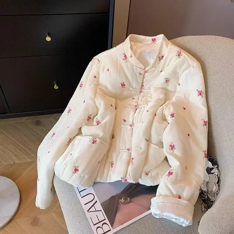 Винтажные куртки-бомберы в китайском стиле с цветочным принтом и кавайным