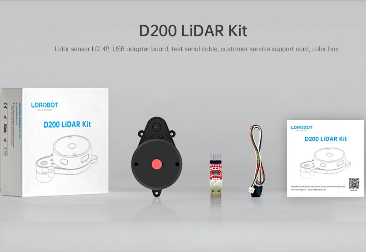 LDROBOT LD14 / D200 набор LIDAR Однолинейный лазерный радар, начиная от внутреннего и наружного SLAM строительный чертеж поддержка ROS1 и ROS2