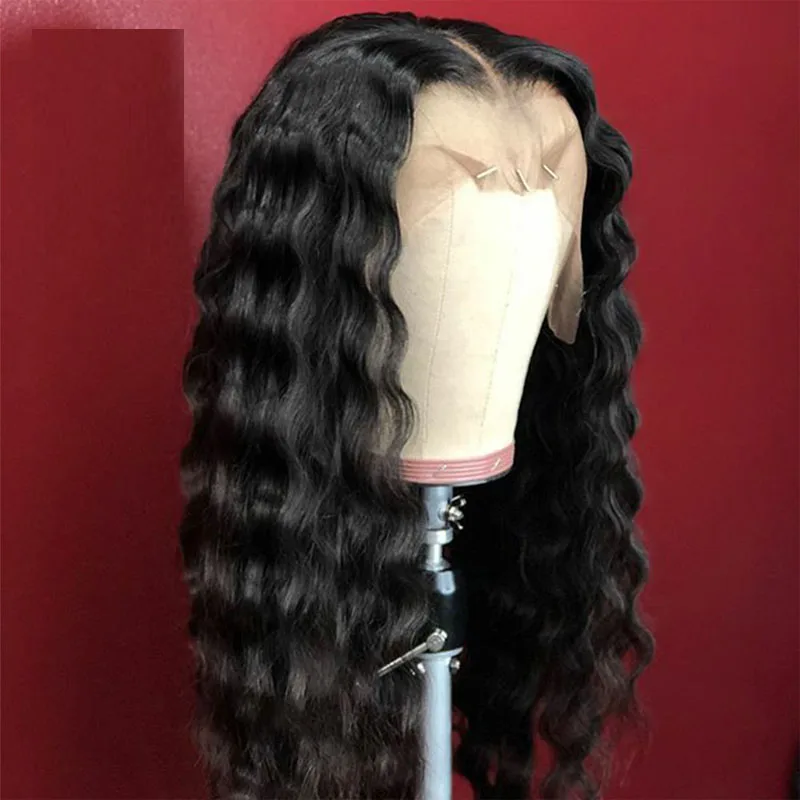 180%Density 26Inch Long Natural Wave Synthetic Lace Front Wig For Black Women With Baby Hair Heat Resistant Fiber Hair Daily Wig