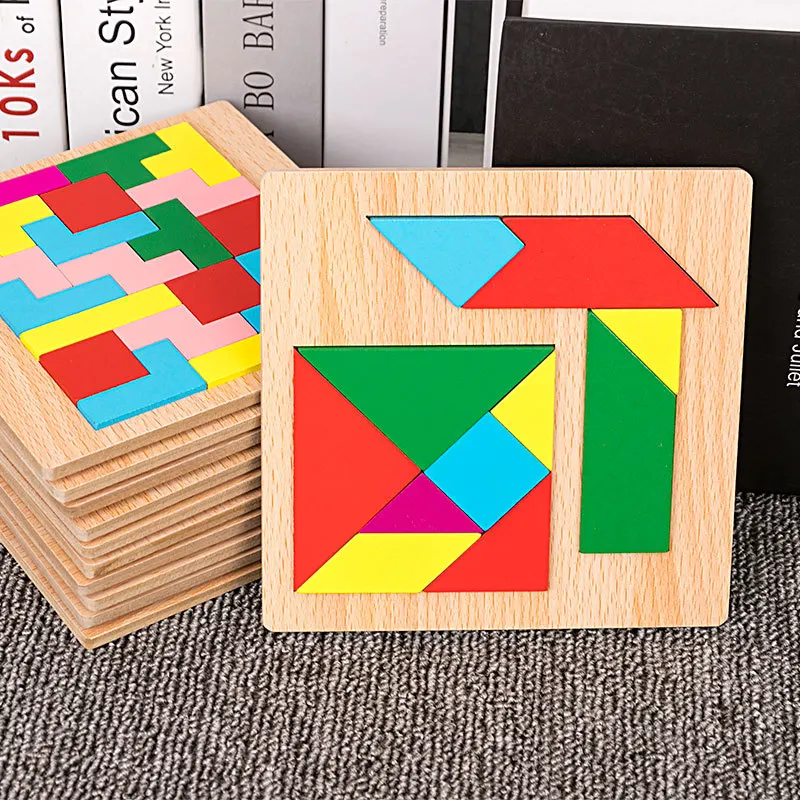 

Wooden Jigsaw Puzzle Baby Toys Montessori Materials Shape Match Tangram Learning Educational Toys For Children Puzzle Board