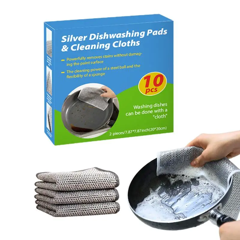 

Wire Dishwashing Rags Scrub Cloths Reusable Cleaning Cloths Multifunctional Oil Iron Dishrag Non Scratch For Kitchen Counters