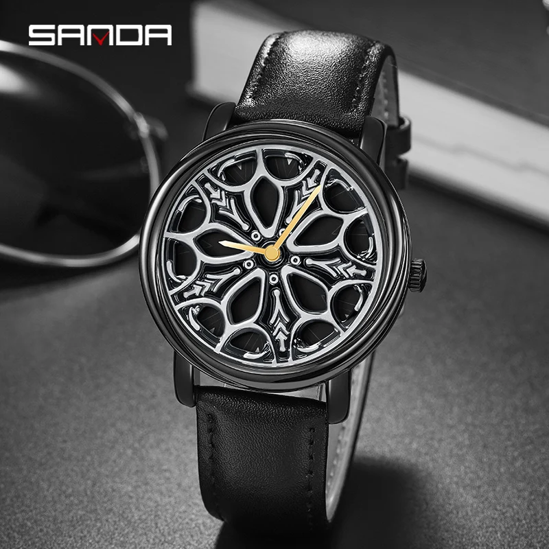 SANDA 1105 высококачественные спортивные кварцевые часы Hub с пользовательским